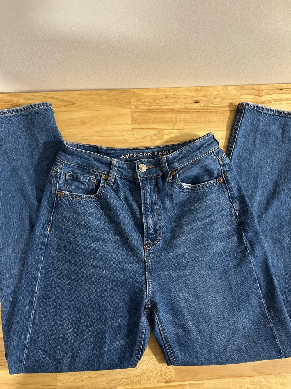 American Eagle Outfitters Straight Leg Mom Jeans - Blue Denim